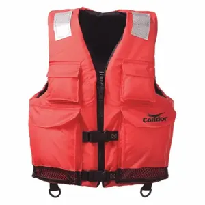 CONDOR 45MP83 Life Jacket, III, Foam, Nylon, 15 1/2 lb Buoyancy, Buckle/Zipper, 4XL/7XL, Orange | CR2CZU