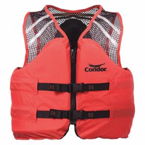 CONDOR 45MP85 Life Jacket, III, Foam, Nylon, 15 1/2 lb Buoyancy, Zipper, M, Orange | CR2DAC