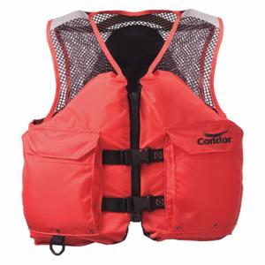 CONDOR 45MP94 Life Jacket, III, Foam, Nylon, 15 1/2 lb Buoyancy, Zipper, 2XL, Orange | CR2CZW