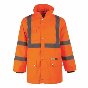 CONDOR 45XA30 Hooded Jacket, ANSI Class 3, 2XL, Orange, Zipper, 4 Pockets, Polyester, Thigh Length | CR2BTQ