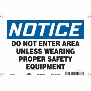 CONDOR 472U84 Safety Sign, 10 Inch Width, 7 Inch Height, Double Sided, With Mounting Holes | CE9LCK
