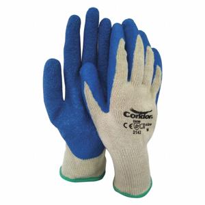 CONDOR 484T54 Beschichtete Handschuhe, Strickbündchen, Blau/Beige, Baumwolle/Polyester, M | CH3PUU 484T54