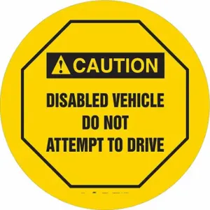 CONDOR 487D51 Traffic Sign, Caution, Disabled Vehicle Do Not Attempt to Drive, 24 Inch Size Cover Dia | CR2DVM