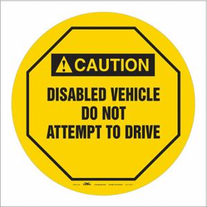 CONDOR 487D61 Traffic Sign, Caution, Disabled Vehicle Do Not Attempt to Drive, 16 Inch Size Cover Dia | CR2DVK