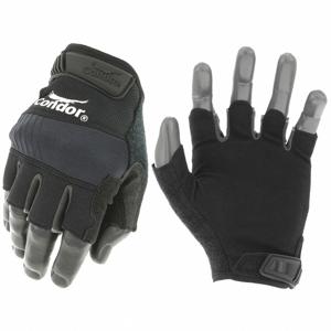 CONDOR 488C69 Mechanics Gloves, Hook And Loop Cuff, Black, Synthetic Leather Palm, 8 Glove Size | CH3PUR 488C69