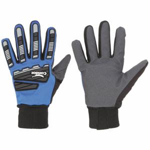 CONDOR 488C81 Mechaniker-Handschuhe, Größe L, PVC, Strickbündchen, gepolsterte Handfläche/wasserdicht, blau, Faserfüllung, 1 Paar | CR2DET
