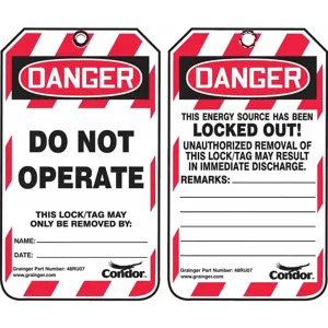 CONDOR 48RU07 Lockout Tag, Do Not Operate This Lock/Tag May Only Be Removed By, 10 Pk | CD2LAB