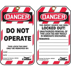 CONDOR 48RU09 Lockout Tag, Plastic, 5-3/4 x 3-1/4 Inch, 100 Pk | CD3AWR