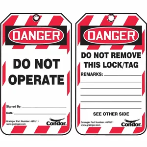 CONDOR 48RU11 Do Not Operate Lockout Tag, Plastic, 5 3/4 Inch x 3 1/4 Inch Size, Pack Of 25 | CH6KBB