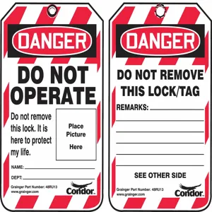 CONDOR 48RU13 Do Not Operate Do Not Remove This Lock, It Is Here To Protect My Life Legend, Lockout Tag, Plastic | CH6KBD