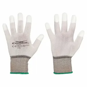 CONDOR 48UP77 Coated Glove, M, Polyurethane, Fingertips, ANSI Abrasion Level 1, 1 Pair | CR2CVC