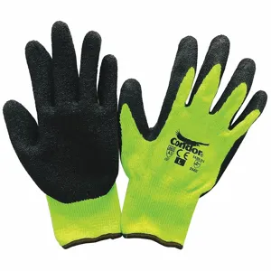 CONDOR 48UR16 Coated Glove, 2XL, Latex, Yellow, 1 Pair | CR2CDF