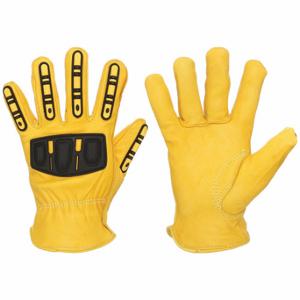 CONDOR 48WT95 Leather Gloves, Size L, Cowhideemium, Glove, Full Finger, Shirred Slip-On Cuff | CR2CZE