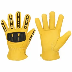 CONDOR 48WT94 Leather Gloves, Size M, Cowhideemium, Glove, Full Finger, Shirred Slip-On Cuff | CR2CWT