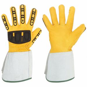 CONDOR 48WU18 Leather Gloves, Size 2XL, Cowhide, Premium, Glove, Full Finger, Gauntlet Cuff, Cotton | CR2CZB