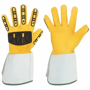 CONDOR 48WU15 Leather Gloves, Size M, Cowhide, Premium, Glove, Full Finger, Gauntlet Cuff, Cotton, 1 PR | CR2CWM