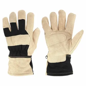 CONDOR 48WU30 Leather Gloves, Size M, Double Palm, Cowhide, Premium, Glove, Full Finger, Safety Cuff | CR2CWV