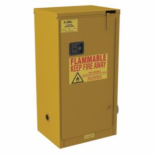 CONDOR 491M63 Fla mmables Safety Cabinet, Std Slimline, 16 gal, 23 Inch x 18 Inch x 45 1/2 Inch, Yellow | CR2BHJ