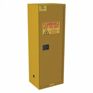 CONDOR 491M67 Fla mmables Safety Cabinet, Std Slimline, 24 gal, 23 Inch x 18 Inch x 65 Inch, Yellow | CR2BHM