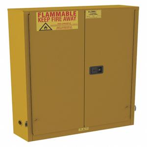 CONDOR 491M68 Flammable Safety Cabinet, Manual Close, 43 Inch x 12 Inch x 65 Inch Size, Yellow | CH6KBW