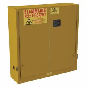 CONDOR 491M69 Fla mmables Safety Cabinet, 24 gal, 43 Inch x 12 Inch x 44 Inch, Yellow, Self-Closing | CR2BGX