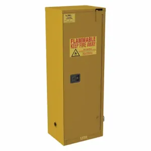 CONDOR 491M70 Fla mmables Safety Cabinet, Std Slimline, 24 gal, 23 Inch x 18 Inch x 65 Inch, Yellow | CR2BHL