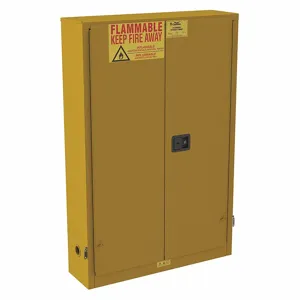 CONDOR 491M78 Fla mmables Safety Cabinet, 30 gal, 43 Inch x 12 Inch x 65 Inch, Yellow, Self-Closing | CR2BHV