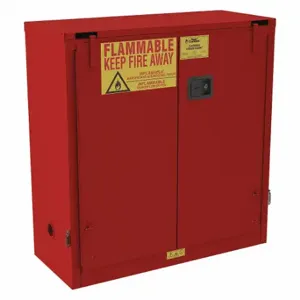 CONDOR 491M94 Fla mmables Safety Cabinet, 30 gal, 43 Inch x 18 Inch x 45 1/2 Inch, Red, Self-Closing | CR2BGZ