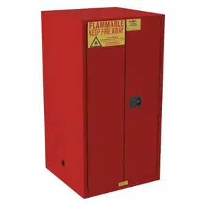 CONDOR 491M98 Fla mmables Safety Cabinet, 60 gal, 34 Inch x 34 Inch x 66 1/2 Inch, Red, Manual Close | CR2BHC