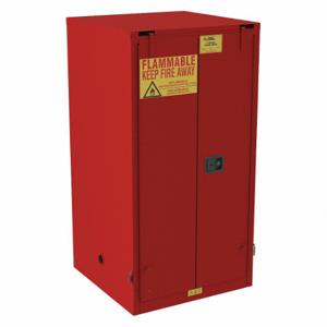 CONDOR 491M99 Fla mmables Safety Cabinet, 60 gal, 34 Inch x 34 Inch x 66 1/2 Inch, Red, Self-Closing | CR2BHD