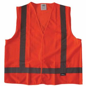 CONDOR 491R81 High Visibility Vest, ANSI Class 2, X, XL, Orange, Mesh Polyester, Hook-and-Loop, Single | CR2CAD