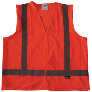 CONDOR 491R84 High Visibility Vest, ANSI Class 2, X, 3XL, Orange, Mesh Polyester, Hook-and-Loop, Single | CR2BYY