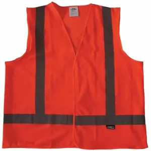 CONDOR 491R84 High Visibility Vest, ANSI Class 2, X, 3XL, Orange, Mesh Polyester, Hook-and-Loop, Single | CR2BYY