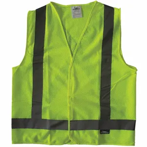 CONDOR 491R85 High Visibility Vest, ANSI Class 2, X, L, Lime, Mesh Polyester, Hook-and-Loop, Single | CR2BZC