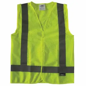 CONDOR 491R87 High Visibility Vest, ANSI Class 2, X, S, Lime, Mesh Polyester, Hook-and-Loop, Single | CR2BZU