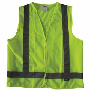 CONDOR 491R88 High Visibility Vest, ANSI Class 2, X, XL, Lime, Mesh Polyester, Hook-and-Loop, Single | CR2CAA