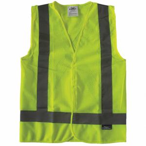 CONDOR 491R89 High Visibility Vest, ANSI Class 2, X, XS, Lime, Mesh Polyester, Hook-and-Loop, Single | CR2CAG