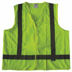 CONDOR 491R90 High Visibility Vest, ANSI Class 2, X, 2XL, Lime, Mesh Polyester, Hook-and-Loop, Single | CR2BYM