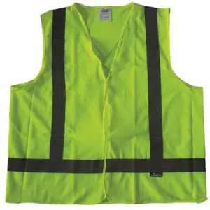 CONDOR 491R91 High Visibility Vest, ANSI Class 2, X, 3XL, Lime, Mesh Polyester, Hook-and-Loop, Single | CR2BYX