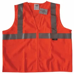 CONDOR 491R96 High Visibility Vest, ANSI Class 2, X, L, Orange, Mesh Polyester, Zipper, Single | CR2BZG