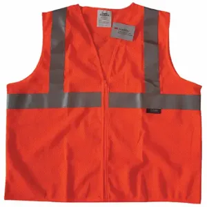 CONDOR 491R97 High Visibility Vest, ANSI Class 2, X, M, Orange, Mesh Polyester, Zipper, Single | CR2BZR