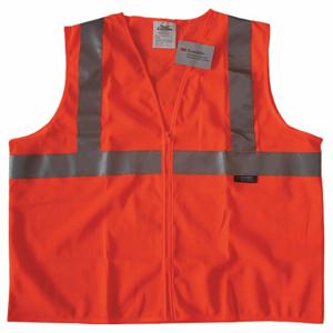 CONDOR 491R99 High Visibility Vest, ANSI Class 2, X, 2XL, Orange, Mesh Polyester, Zipper, Single | CR2BYR