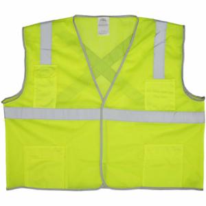 CONDOR 491T04 High Visibility Vest, ANSI Class 2, X, 2XL, Lime, Mesh Polyester, Zipper, Single | CR2BYN