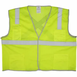 CONDOR 491T02 High Visibility Vest, ANSI Class 2, X, M, Lime, Mesh Polyester, Zipper, Single | CR2CCR