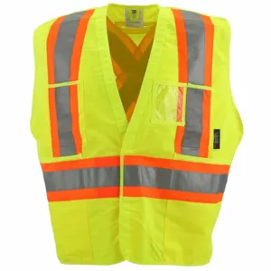 CONDOR 491T11 High Visibility Vest, ANSI Class 2, X, 2XL/3XL, Lime, Solid Polyester, Hook-and-Loop | CR2BYU