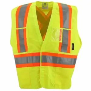 CONDOR 491T11 High Visibility Vest, ANSI Class 2, X, 2XL/3XL, Lime, Solid Polyester, Hook-and-Loop | CR2BYU