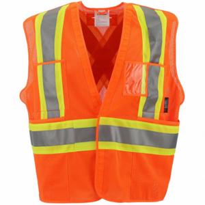 CONDOR 491T14 High Visibility Vest, ANSI Class 2, X, S/M, Orange, Mesh Polyester, Hook-and-Loop, Single | CR2BZY