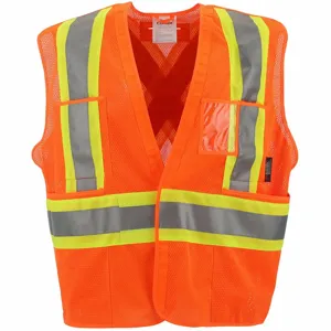 CONDOR 491T13 High Visibility Vest, ANSI Class 2, X, L/XL, Orange, Mesh Polyester, Hook-and-Loop, Single | CR2BZL