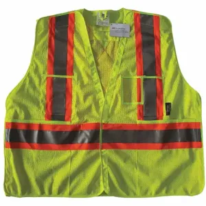 CONDOR 491T18 High Visibility Vest, ANSI Class 2, X, 2XL/3XL, Lime, Mesh Polyester, Hook-and-Loop | CR2CCN