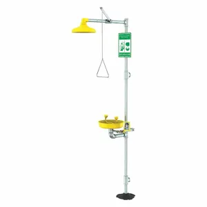 CONDOR 49EV45 Shower With Eyewash, Floor Mnt, Plastic Bowl, Galvanized Steel Pipe, Plastic Showerhead | CR2DTY